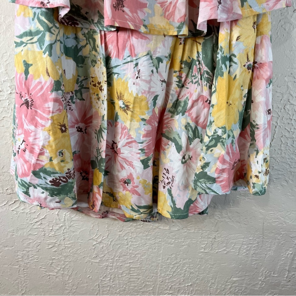 Selfie Leslie Provence Bloom Tiered Floral Mini Dress Multi Blush - Picture 7 of 13